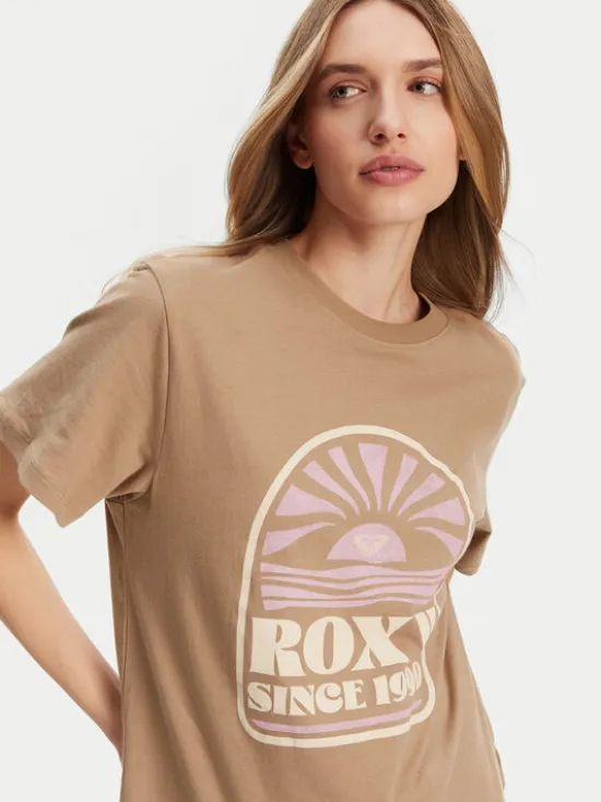 Roxy T-Shirt ERJZT05912 Brązowy Regular Fit