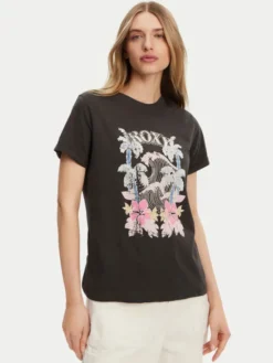Roxy T-Shirt ERJZT05911 Szary Regular Fit
