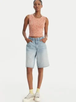 RVCA Top Shiver 23B071504 Różowy Slim Fit