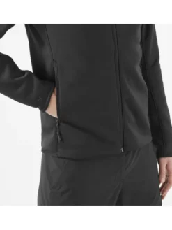 Salomon Bluza techniczna OUTLINE WARM FLEECE FZ M Czarny Regular Fit
