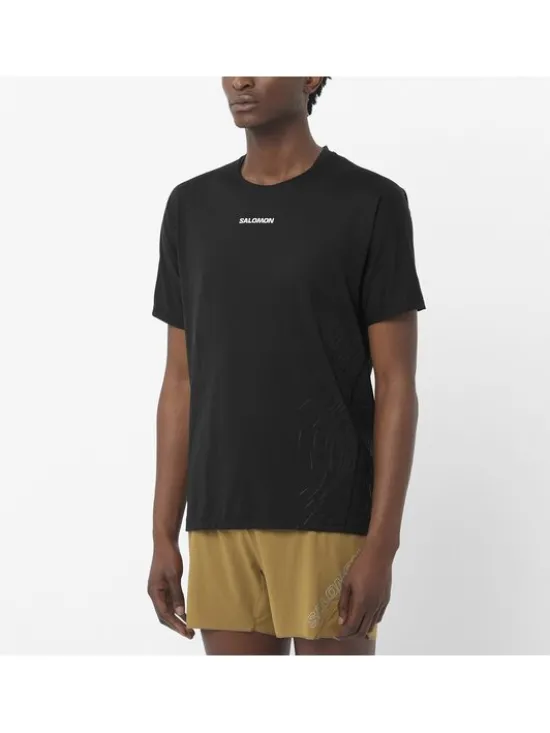Salomon Koszulka techniczna SENSE AERO GRAPHIC Czarny Slim Fit