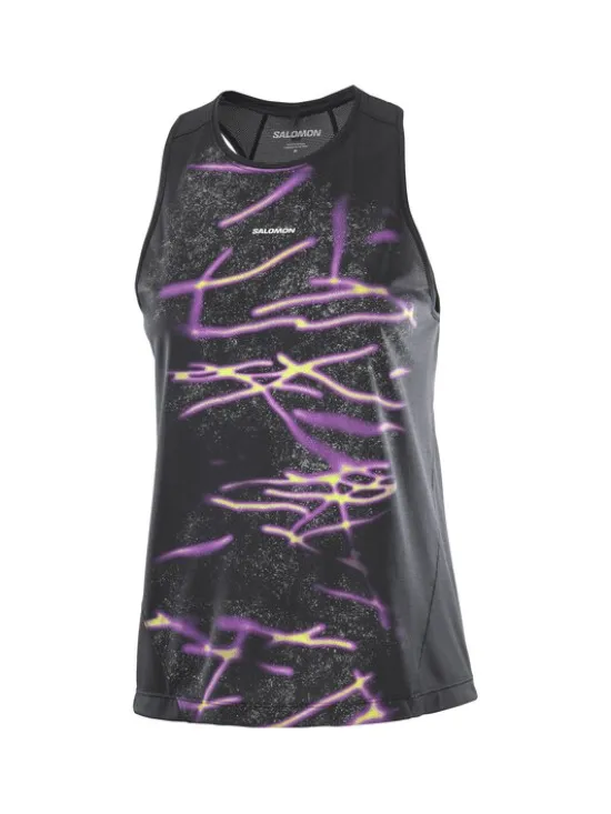 Salomon Koszulka techniczna SHAKEout CORE GRAPHIC TANK GFX Czarny Regular Fit