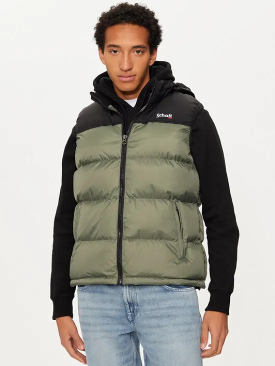 Schott NYC Kamizelka UTAHV Zielony Regular Fit