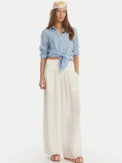Seafolly Spodnie materiałowe Beach Edit 55699-PA Biały Relaxed Fit