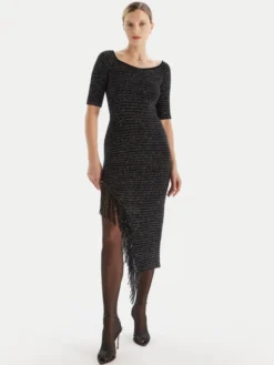Simona Corsellini Sukienka koktajlowa A25CEABO5001 Czarny Slim Fit