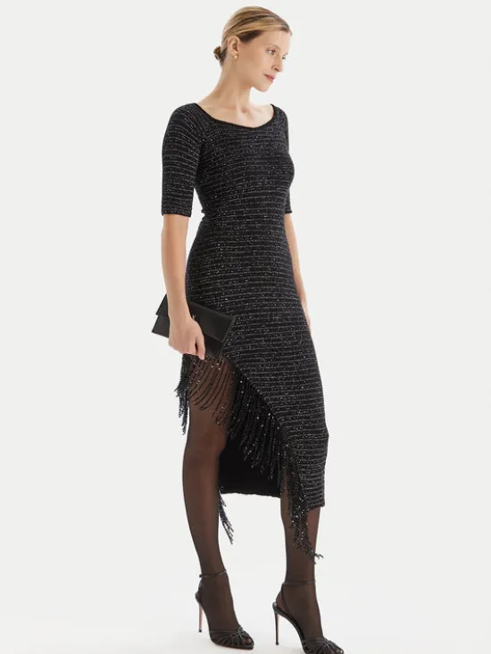 Simona Corsellini Sukienka koktajlowa A25CEABO5001 Czarny Slim Fit