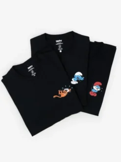 Smerfy Komplet t-shirtów Zestaw 3 T-Shirtów Męskich Czarnych Smerfy Funny M Czarny Regular Fit