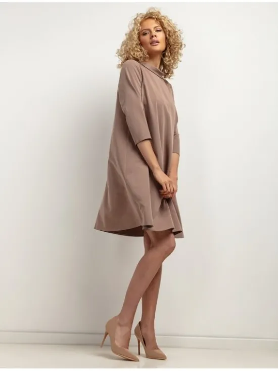 Tessita Sukienka koktajlowa SUKIENKA_T442 _6_XS Beżowy ciemny Loose Fit