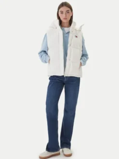 Tommy Jeans Bezrękawnik Tjw Alaska Grid Down Vest DW0DW21627 Écru Regular Fit