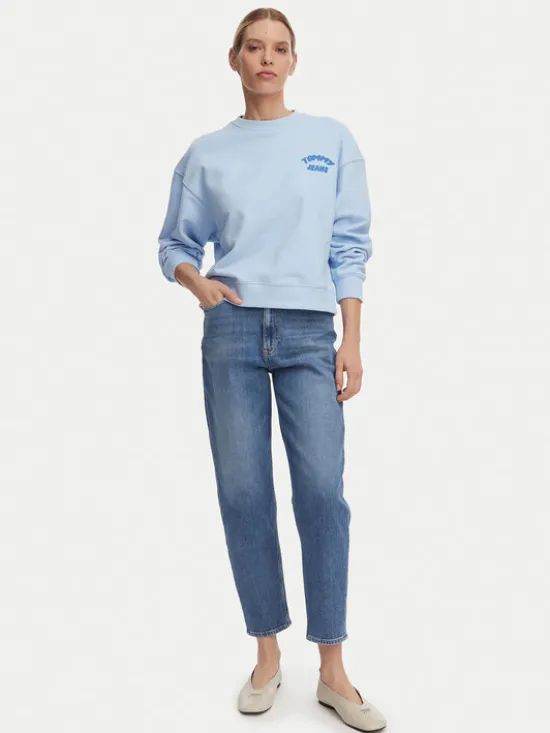Tommy Jeans Bluza Bubble Logo DW0DW22366 Niebieski jasny Boxy Fit