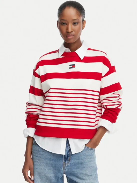 Tommy Jeans Bluza DW0DW22824 Czerwony Regular Fit