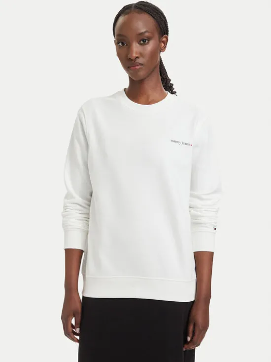 Tommy Jeans Bluza Ess Logo DW0DW22829 Biały Regular Fit