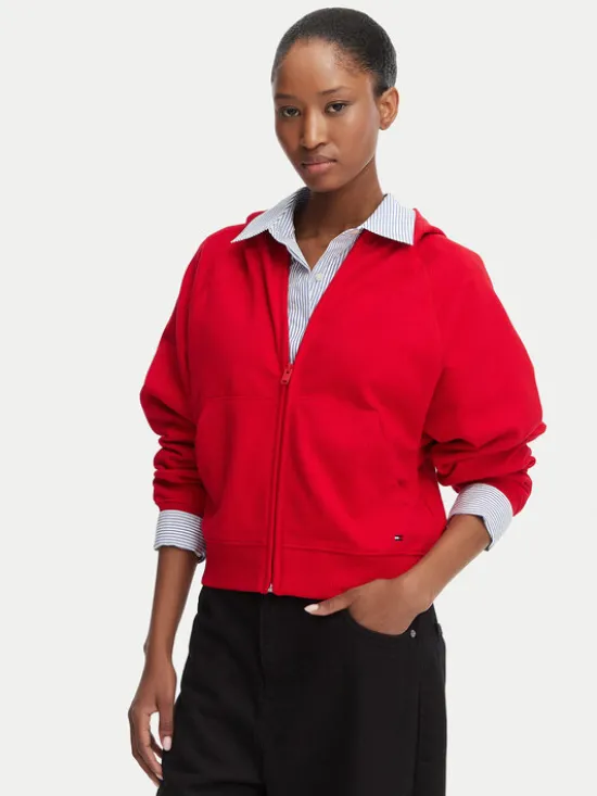 Tommy Jeans Bluza Flag DW0DW22834 Czerwony Boxy Fit