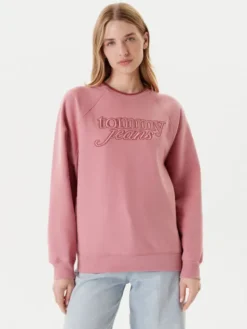 Tommy Jeans Bluza Script DW0DW21196 Różowy Regular Fit