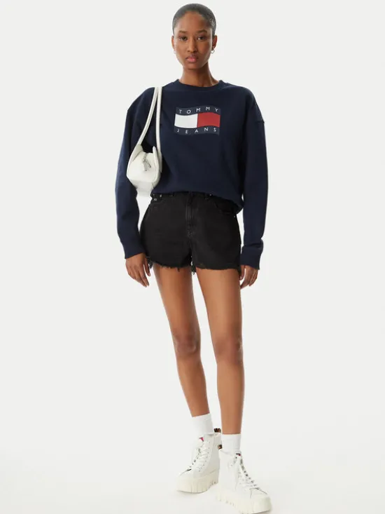 Tommy Jeans Bluza Wavy Flag DW0DW22742 Granatowy Boxy Fit