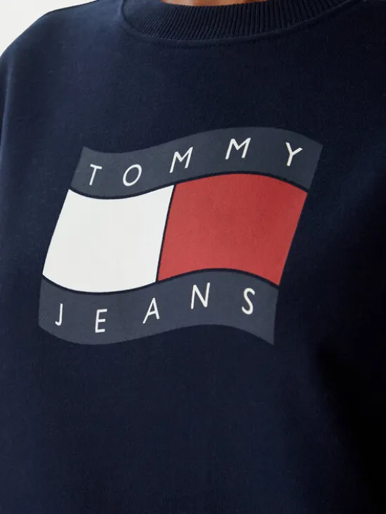 Tommy Jeans Bluza Wavy Flag DW0DW22742 Granatowy Boxy Fit
