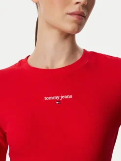 Tommy Jeans Bluzka Classic Logo DW0DW23248 Czerwony Slim Fit