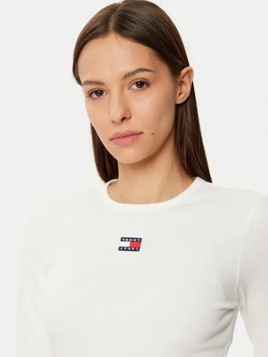 Tommy Jeans Bluzka DW0DW20178 Biały Slim Fit