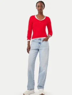 Tommy Jeans Bluzka DW0DW23259 Czerwony Slim Fit