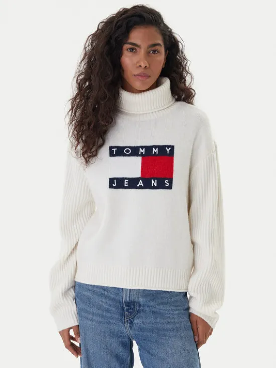 Tommy Jeans Golf Flag DW0DW22108 Écru Relaxed Fit