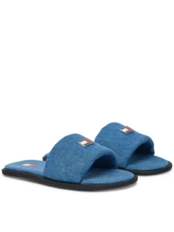 Tommy Jeans Klapki Tjw Padded Denim Casual Slide EN0EN03020 Niebieski