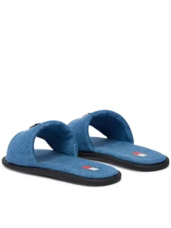 Tommy Jeans Klapki Tjw Padded Denim Casual Slide EN0EN03020 Niebieski