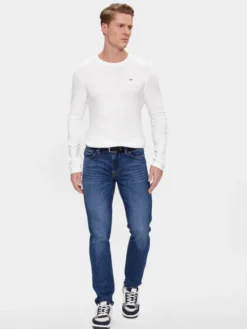 Tommy Jeans Longsleeve DM0DM04409 Biały Slim Fit