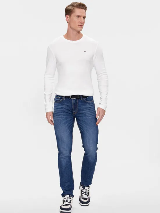 Tommy Jeans Longsleeve DM0DM04409 Biały Slim Fit