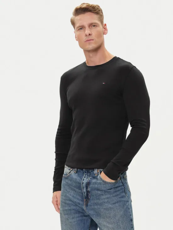 Tommy Jeans Longsleeve DM0DM04409 Czarny Slim Fit