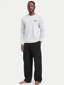 Tommy Jeans Longsleeve DM0DM23546 Szary jasny Slim Fit