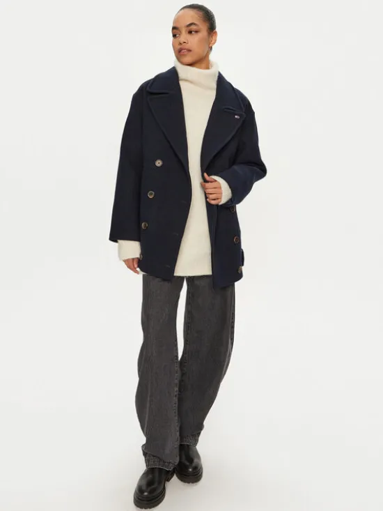 Tommy Jeans Płaszcz przejściowy DW0DW19752 Granatowy Regular Fit