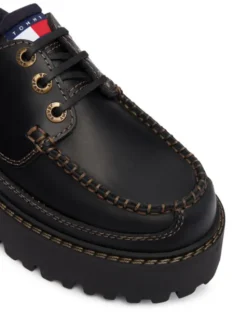 Tommy Jeans Półbuty Archive '01 Boat Shoe Leather EN0EN03003 Czarny