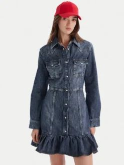 Tommy Jeans Sukienka jeansowa Western DW0DW21635 Niebieski Regular Fit