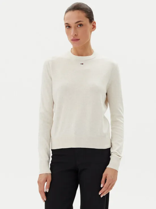 Tommy Jeans Sweter Essential DW0DW20159 Beżowy Regular Fit