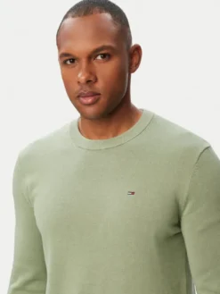 Tommy Jeans Sweter Essential DM0DM22853 Zielony Slim Fit