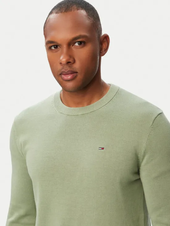 Tommy Jeans Sweter Essential DM0DM22853 Zielony Slim Fit