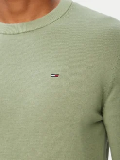 Tommy Jeans Sweter Essential DM0DM22853 Zielony Slim Fit
