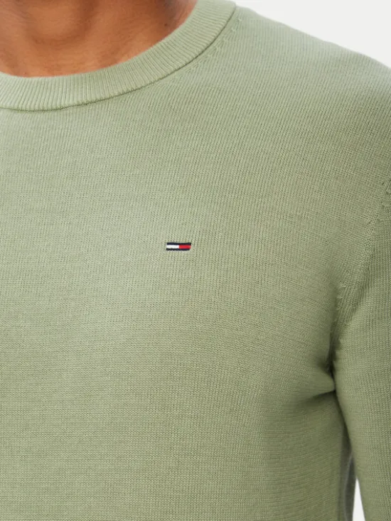Tommy Jeans Sweter Essential DM0DM22853 Zielony Slim Fit