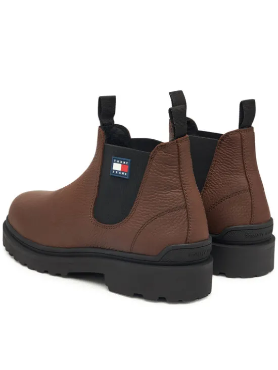 Tommy Jeans Sztyblety Tjm Chelsea Leather Wl EM0EM01670 Brązowy