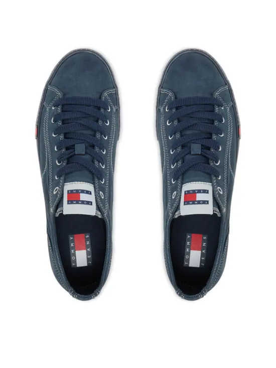Tommy Jeans Tenisówki Archive Vulc. Y2K Washed Canvas EM0EM01720 Granatowy