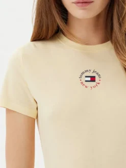 Tommy Jeans T-Shirt Essential DW0DW20316 Żółty Slim Fit
