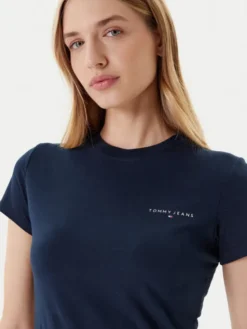 Tommy Jeans T-Shirt Linear DW0DW21164 Granatowy Slim Fit