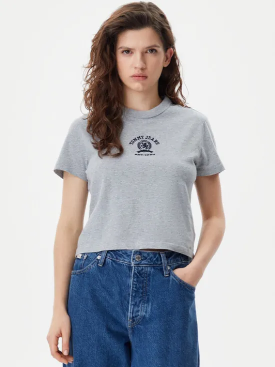 Tommy Jeans T-Shirt Varsity DW0DW20317 Szary Regular Fit