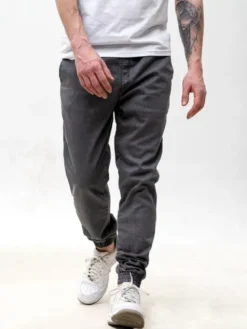 Urban City Joggery Elastyczne na gumce dzins sznurki 131433 Szary Regular Fit