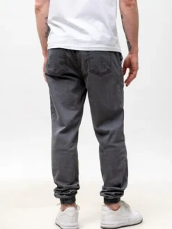 Urban City Joggery Elastyczne na gumce dzins sznurki 131433 Szary Regular Fit