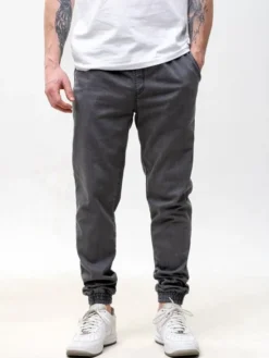 Urban City Joggery Elastyczne na gumce dzins sznurki 131433 Szary Regular Fit