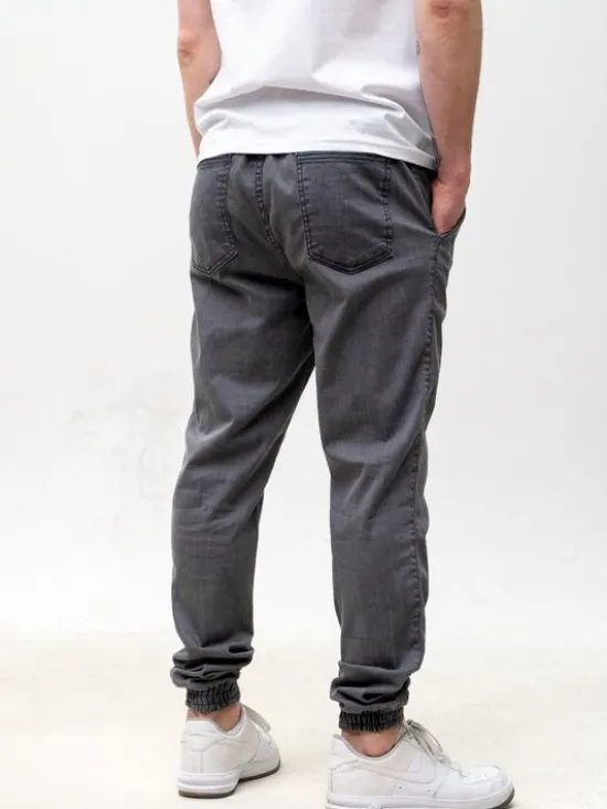 Urban City Joggery Elastyczne na gumce dzins sznurki 131433 Szary Regular Fit