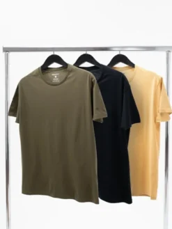 Urban City Komplet t-shirtów Zestaw 3 T-Shirtów Męskich Czarna / Beżowa / Zielona Urban City No Logo Basic S Beżowy Regular Fit