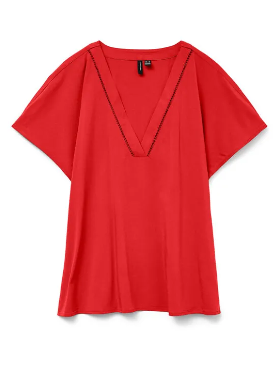Vero Moda Bluzka Bella 10327551 Czerwony Regular Fit