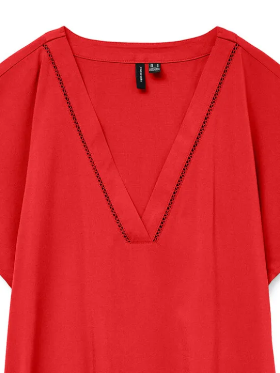 Vero Moda Bluzka Bella 10327551 Czerwony Regular Fit